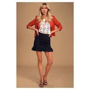 Lulus-skyla Black Lace Embroidered Mini Skirt (Size:Medium)